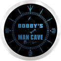 ADVPRO Bobby's Man Cave Fix it Shop Name Neon Sign Clock ncx0083-tm - Blue