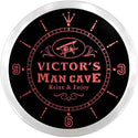 ADVPRO Victor's Man Cave Tavern Custom Name Neon Sign Clock ncx0084-tm - Red
