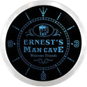 ADVPRO Ernest's Man Cave Bar Beer Mug Custom Name Neon Sign Clock ncx0086-tm - Blue