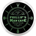 ADVPRO Phillip's Man Cave Cocktail Lounge Custom Name Neon Sign Clock ncx0087-tm - Green