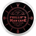 ADVPRO Phillip's Man Cave Cocktail Lounge Custom Name Neon Sign Clock ncx0087-tm - Red