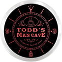 ADVPRO Todd's Man Cave Coffee House Custom Name Neon Sign Clock ncx0088-tm - Red