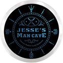 ADVPRO Jesse's Man Cave Dugout Baseball Custom Name Neon Sign Clock ncx0089-tm - Blue