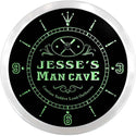 ADVPRO Jesse's Man Cave Dugout Baseball Custom Name Neon Sign Clock ncx0089-tm - Green