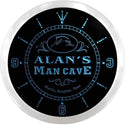 ADVPRO Alan's Man Cave Fishing Custom Name Neon Sign Clock ncx0091-tm - Blue