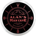 ADVPRO Alan's Man Cave Fishing Custom Name Neon Sign Clock ncx0091-tm - Red