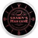 ADVPRO Shawn's Man Cave Football End Zone Custom Name Neon Sign Clock ncx0092-tm - Red