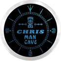 ADVPRO Chris Man Cave Tiki Bar Custom Name Neon Sign Clock ncx0093-tm - Blue