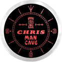 ADVPRO Chris Man Cave Tiki Bar Custom Name Neon Sign Clock ncx0093-tm - Red