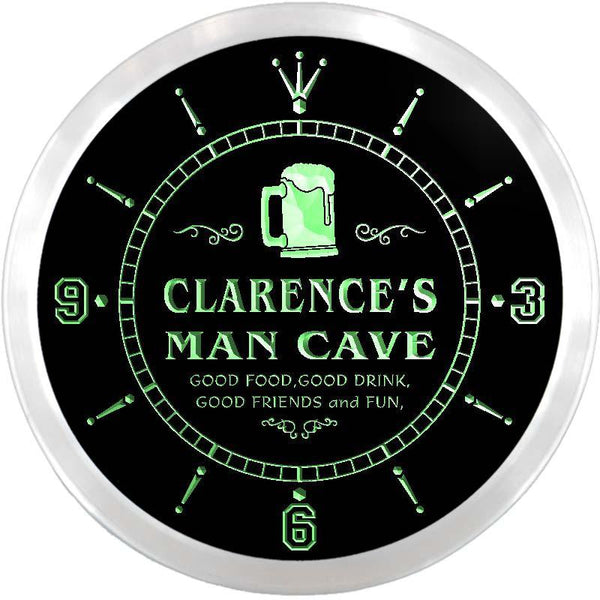 ADVPRO Clarence's Man Cave Game Room Custom Name Neon Sign Clock ncx0094-tm - Green