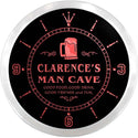 ADVPRO Clarence's Man Cave Game Room Custom Name Neon Sign Clock ncx0094-tm - Red