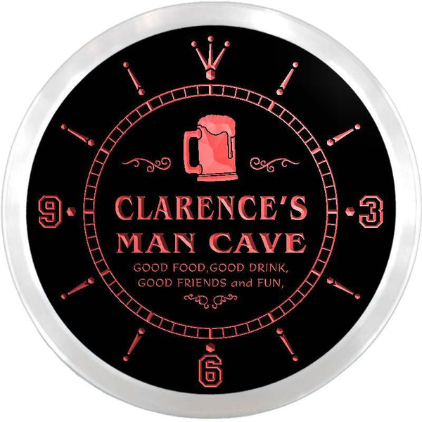 ADVPRO Clarence's Man Cave Game Room Custom Name Neon Sign Clock ncx0094-tm - Red