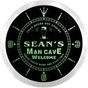 ADVPRO Sean's Man Cave Biker Bar Custom Name Neon Sign Clock ncx0096-tm - Green