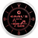 ADVPRO Earl's Man Cave Pool Room Custom Name Neon Sign Clock ncx0098-tm - Red