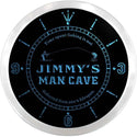 ADVPRO Jimmy's Man Cave Fishing Hole Custom Name Neon Sign Clock ncx0099-tm - Blue