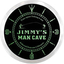 ADVPRO Jimmy's Man Cave Fishing Hole Custom Name Neon Sign Clock ncx0099-tm - Green