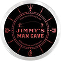 ADVPRO Jimmy's Man Cave Fishing Hole Custom Name Neon Sign Clock ncx0099-tm - Red