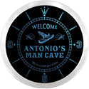 ADVPRO Antonio's Man Cave Hideaway Custom Name Neon Sign Clock ncx0100-tm - Blue