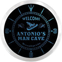 ADVPRO Antonio's Man Cave Hideaway Custom Name Neon Sign Clock ncx0100-tm - Blue
