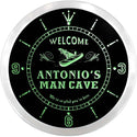 ADVPRO Antonio's Man Cave Hideaway Custom Name Neon Sign Clock ncx0100-tm - Green