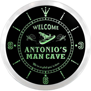 ADVPRO Antonio's Man Cave Hideaway Custom Name Neon Sign Clock ncx0100-tm - Green