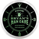 ADVPRO Bryan's Man Cave House Custom Name Neon Sign Clock ncx0101-tm - Green