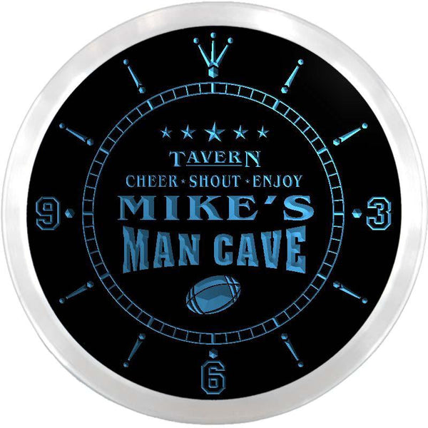 ADVPRO Mike's Man Cave Tounchdown Custom Name Neon Sign Clock ncx0105-tm - Blue