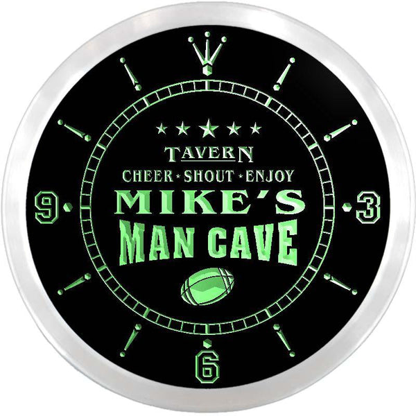 ADVPRO Mike's Man Cave Tounchdown Custom Name Neon Sign Clock ncx0105-tm - Green