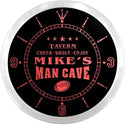 ADVPRO Mike's Man Cave Tounchdown Custom Name Neon Sign Clock ncx0105-tm - Red