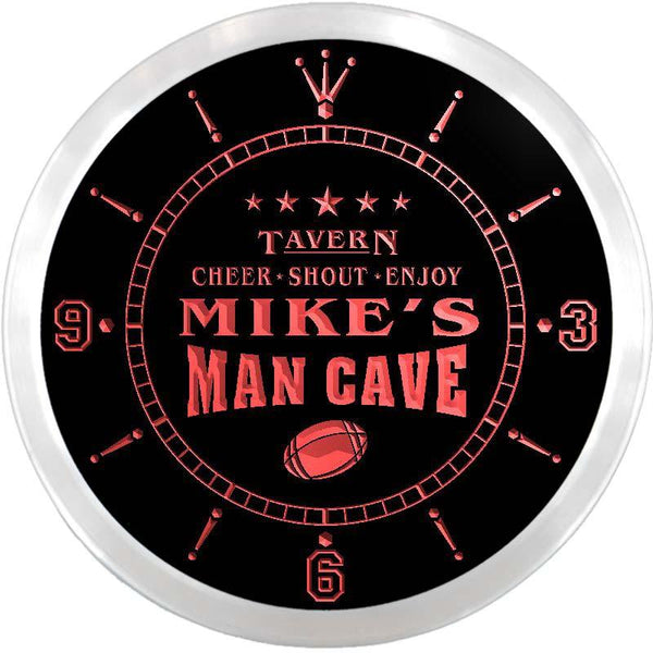 ADVPRO Mike's Man Cave Tounchdown Custom Name Neon Sign Clock ncx0105-tm - Red