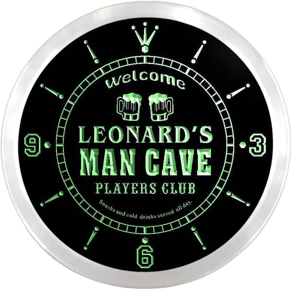 ADVPRO Leonard's Man Cave Dugout Custom Name Neon Sign Clock ncx0106-tm - Green