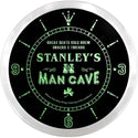 ADVPRO Stanley's Man Cave Skybox Custom Name Neon Sign Clock ncx0107-tm - Green