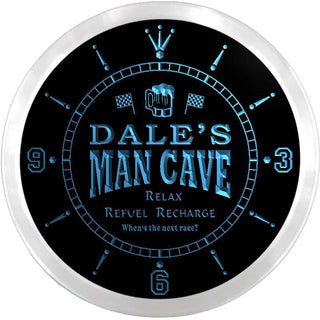 ADVPRO Dale's Man Cave Pitstop Custom Name Neon Sign Clock ncx0109-tm - Blue