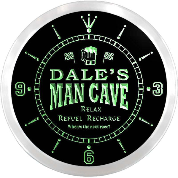 ADVPRO Dale's Man Cave Pitstop Custom Name Neon Sign Clock ncx0109-tm - Green