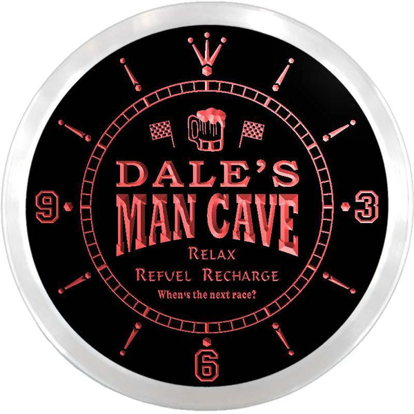 ADVPRO Dale's Man Cave Pitstop Custom Name Neon Sign Clock ncx0109-tm - Red