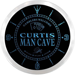 ADVPRO Curtis Man Cave Poker Room Custom Name Neon Sign Clock ncx0111-tm - Blue