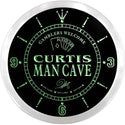 ADVPRO Curtis Man Cave Poker Room Custom Name Neon Sign Clock ncx0111-tm - Green