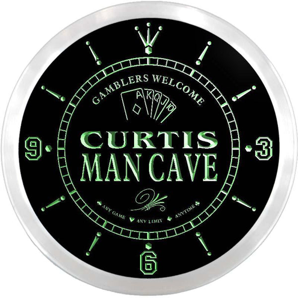 ADVPRO Curtis Man Cave Poker Room Custom Name Neon Sign Clock ncx0111-tm - Green