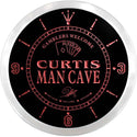 ADVPRO Curtis Man Cave Poker Room Custom Name Neon Sign Clock ncx0111-tm - Red