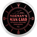 ADVPRO Norman's Man Cave Lounge Custom Name Neon Sign Clock ncx0113-tm - Red