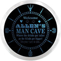 ADVPRO Allen's Man Cave Poker Room Custom Name Neon Sign Clock ncx0114-tm - Blue