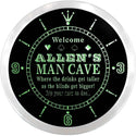 ADVPRO Allen's Man Cave Poker Room Custom Name Neon Sign Clock ncx0114-tm - Green