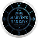 ADVPRO Marvin's Man Cave Stadium Grill Custom Name Neon Sign Clock ncx0115-tm - Blue