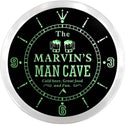 ADVPRO Marvin's Man Cave Stadium Grill Custom Name Neon Sign Clock ncx0115-tm - Green