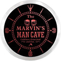 ADVPRO Marvin's Man Cave Stadium Grill Custom Name Neon Sign Clock ncx0115-tm - Red