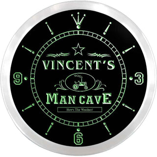 ADVPRO Vincent's Man Cave Farmers Inn Custom Name Neon Sign Clock ncx0116-tm - Green