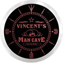 ADVPRO Vincent's Man Cave Farmers Inn Custom Name Neon Sign Clock ncx0116-tm - Red