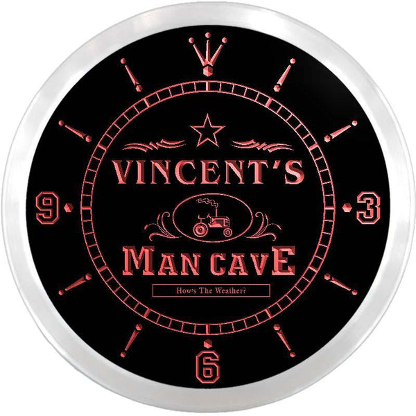 ADVPRO Vincent's Man Cave Farmers Inn Custom Name Neon Sign Clock ncx0116-tm - Red