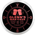 ADVPRO Glenn's Man Cave Bar Custom Name Neon Sign Clock ncx0117-tm - Red