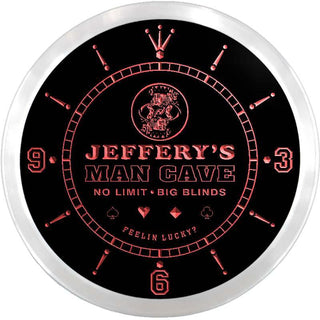 ADVPRO Jeffery's Man Cave Poker Room Custom Name Neon Sign Clock ncx0119-tm - Red